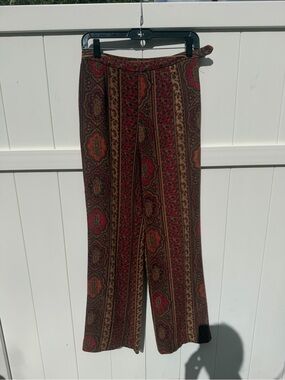 Vintage Harold’s Paisley Pattern Wide-Leg Wool Pants - Brown & Red